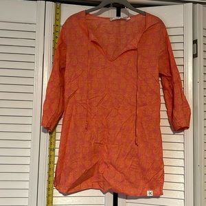 West Indies, pink and orange pineapple beach coverup